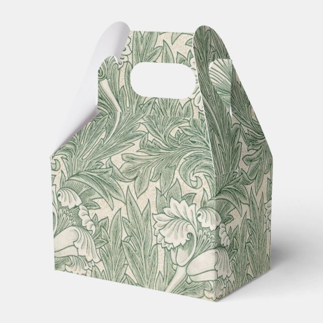 William Morris tulip wallpaper textile green Favour Box (Front Side)