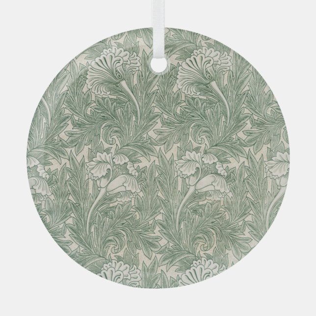 william morris tulip wallpaper textile green glass tree decoration (Front)