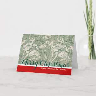 William Morris tulip wallpaper textile green Holiday Card