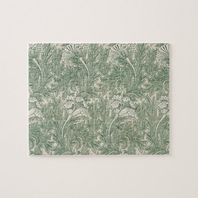william morris tulip wallpaper textile green jigsaw puzzle (Horizontal)