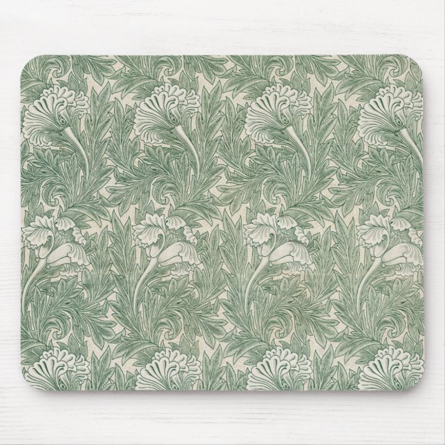 William Morris tulip wallpaper textile green Mouse Mat (Front)