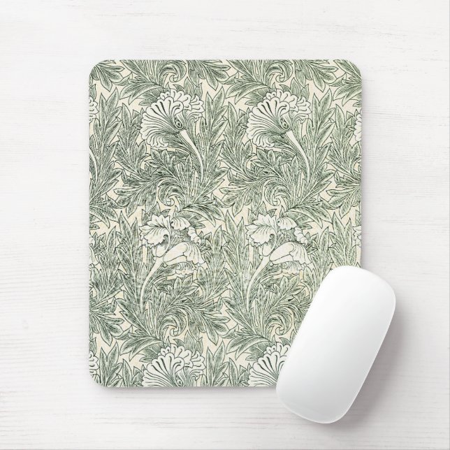 William Morris tulip wallpaper textile green Mouse Mat (With Mouse)