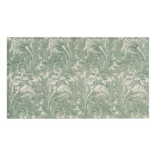 William Morris tulip wallpaper textile green Name Tag