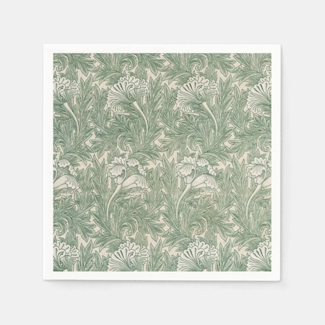 William Morris tulip wallpaper textile green Napkin (Front)