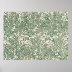 william morris tulip wallpaper textile green poster
