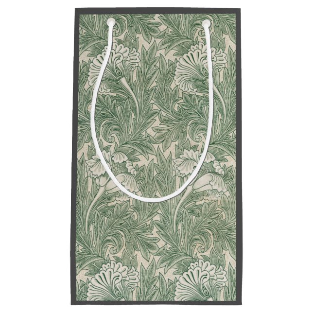William Morris tulip wallpaper textile green Small Gift Bag (Front)