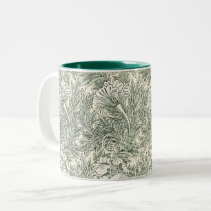 William Morris tulip wallpaper textile green Two-Tone Coffee Mug