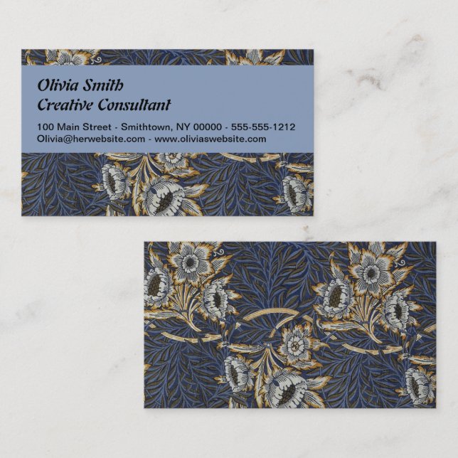 William Morris Tulip Willow Blue Pattern Business Card (Front/Back)