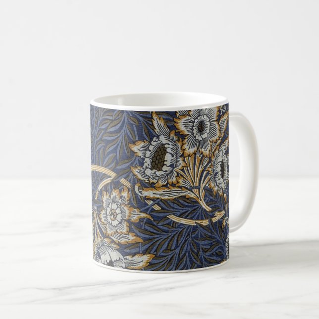 William Morris Tulip Willow Blue Pattern Coffee Mug (Front Right)