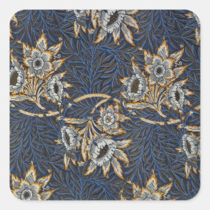 William Morris Tulip Willow Blue Pattern Square Sticker