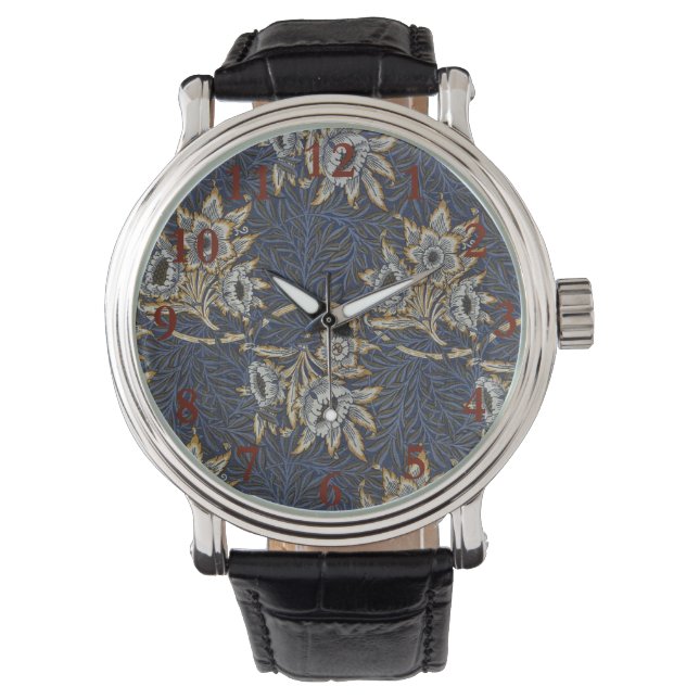 William Morris Tulip Willow Blue Pattern Watch (Front)