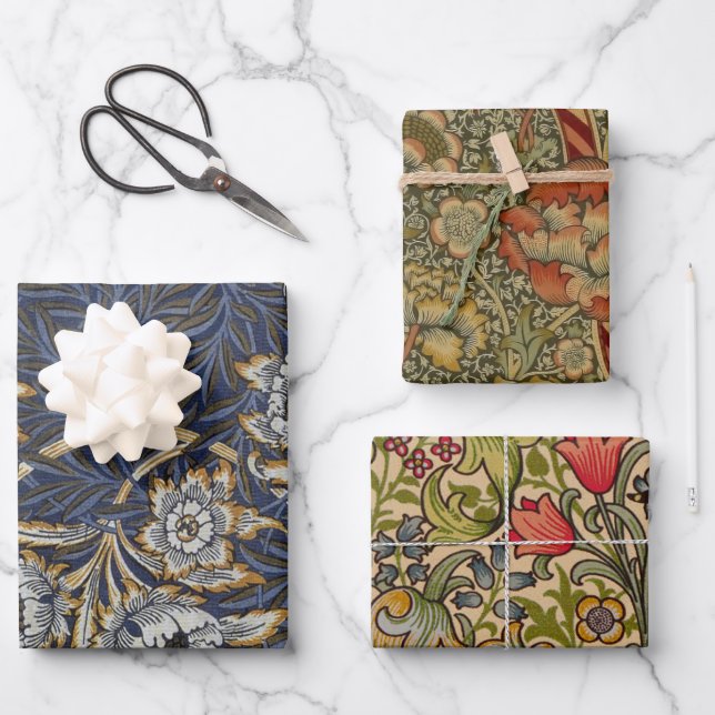 William Morris Tulip Willow Blue Pattern Wrapping Paper Sheet (Front)