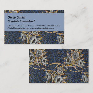 William Morris Tulip Willow Pattern Blue Floral Business Card