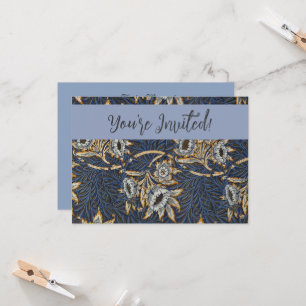 William Morris Tulip Willow Pattern Blue Floral Invitation