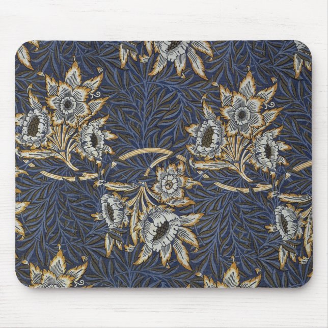 William Morris Tulip Willow Pattern Blue Floral Mouse Mat (Front)
