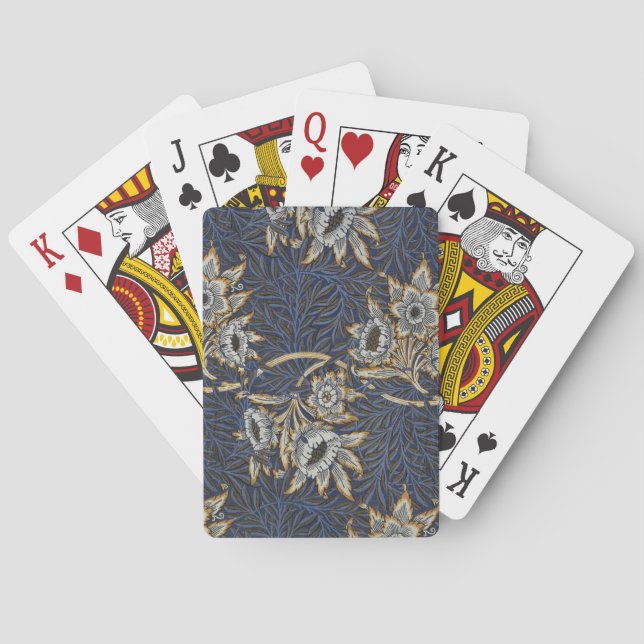 William Morris Tulip Willow Pattern Blue Floral Playing Cards (Back)