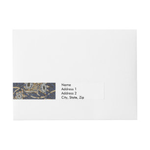 William Morris Tulip Willow Pattern Blue Floral Wraparound Address Label