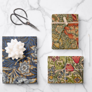 William Morris Tulip Willow Pattern Blue Floral Wrapping Paper Sheet