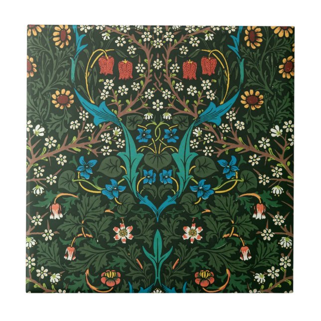 WILLIAM MORRIS "TULIPS" CERAMIC TILE (Front)