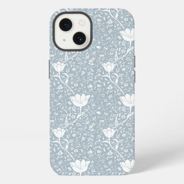 William Morris Tulips in White Pattern  iPhone Case (Back)