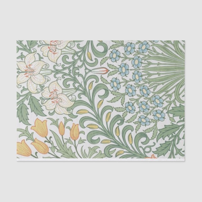 William Morris - Tulips & Lilies Floral Pattern Tissue Paper (Front)