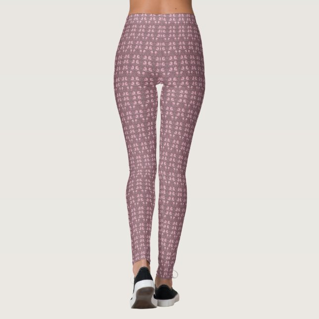 William Morris tulips, pink pattern revamped, chic Leggings (Back)