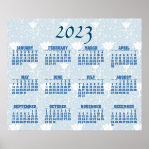 William Morris Tulips White Pattern 2023 Calendar  Poster