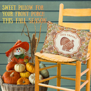 William Morris Turkey Autumn Leaves Give Thanks Decorative Cushion