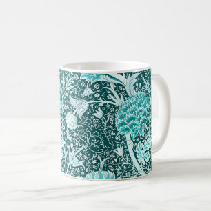William Morris Turquoise Teal Floral Pattern Coffee Mug