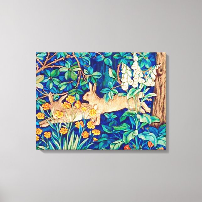 William Morris "Two Hares" - Wild Rabbits Canvas Print (Front)