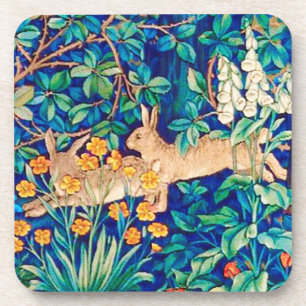 William Morris "Two Hares" Wild Rabbits Print Coaster