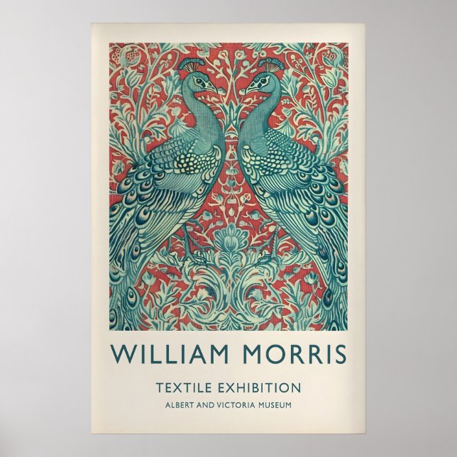 William Morris Two Peacocks Poster Trendy Wall Art (Front)