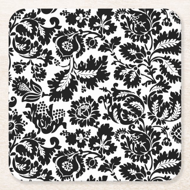 William Morris Venetian Damask Brocade Square Paper Coaster (Front)
