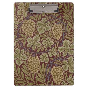 William Morris Vine Grape Red Green Art Clipboard
