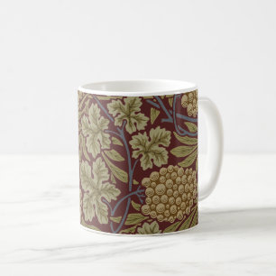 William Morris Vine Grape Red Green Art Coffee Mug