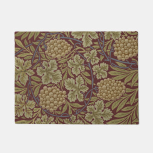 William Morris Vine Grape Red Green Art Doormat
