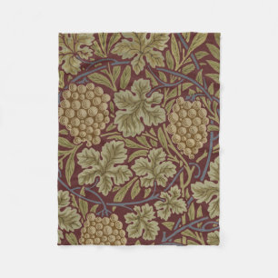 William Morris Vine Grape Red Green Art Fleece Blanket