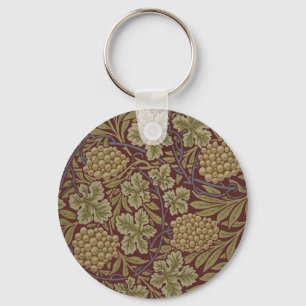 William Morris Vine Grape Red Green Art Key Ring