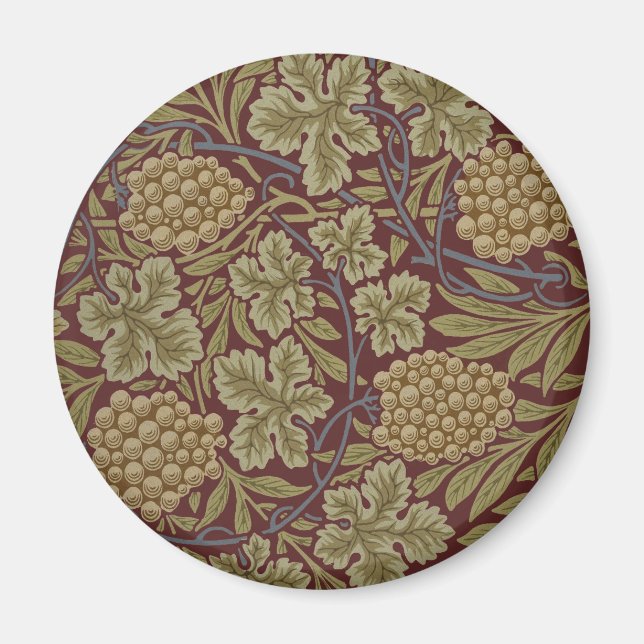 William Morris Vine Grape Red Green Art Magnet (Front)