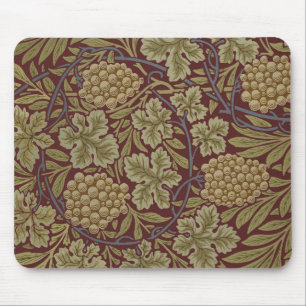 William Morris Vine Grape Red Green Art Mouse Mat
