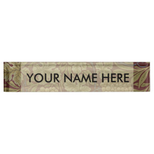 William Morris Vine Grape Red Green Art Nameplate