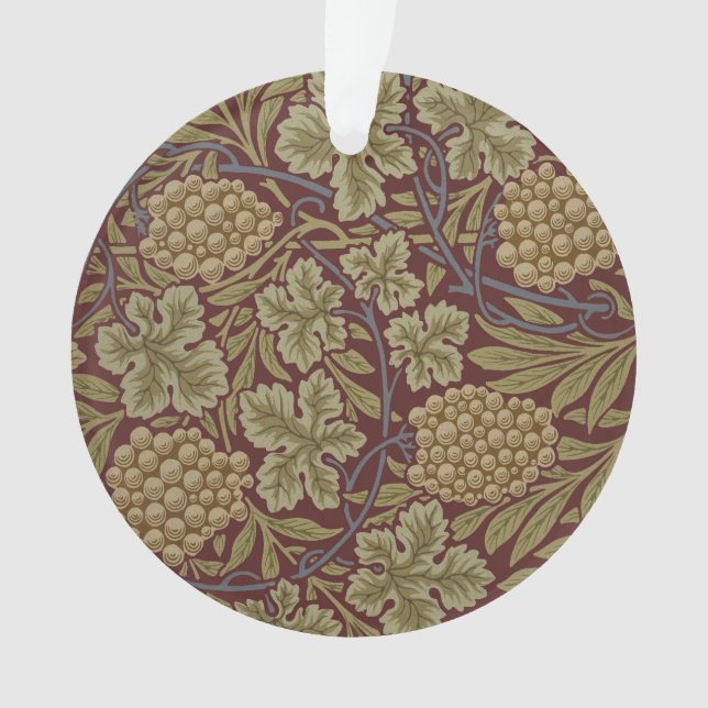 William Morris Vine Grape Red Green Art Ornament (Front)