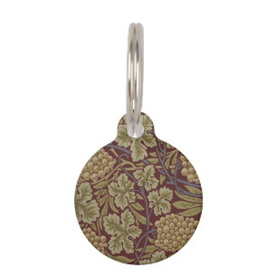 William Morris Vine Grape Red Green Art Pet Tag