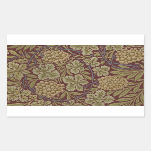 William Morris Vine Grape Red Green Art Rectangular Sticker
