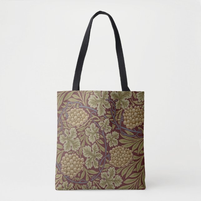William Morris Vine Grape Red Green Art Tote Bag (Front)