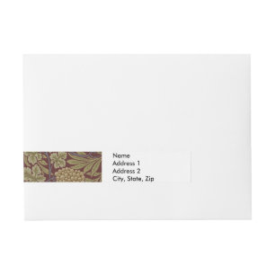 William Morris Vine Grape Red Green Art Wraparound Address Label