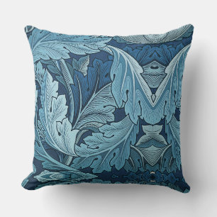 William Morris Vintage Acanthus Foliage Blue Cushion