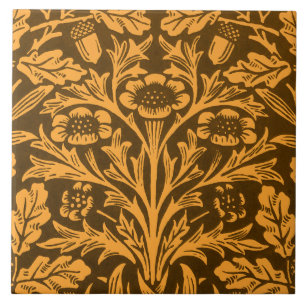 William Morris Vintage Autumn Gold Oak Pattern Tile