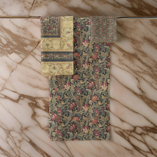 William * Morris  Vintage Beige Olive Bath Towel Set