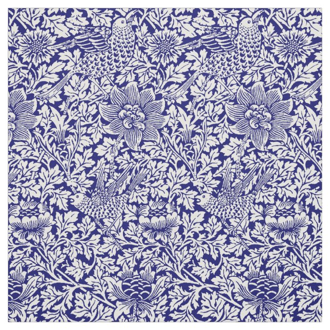 William Morris Vintage Bird & Anemone Pattern Fabric (Swatch)